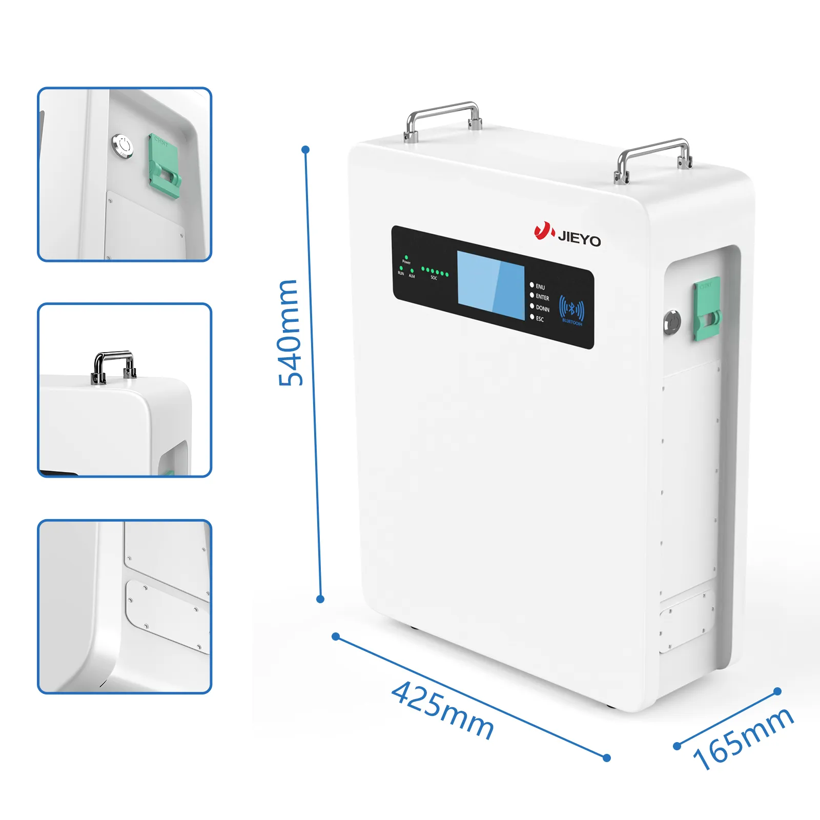 JIEYO Wall-mounted Energy Storage Battery 45 Degree View With Dimension Detail Main Product Image