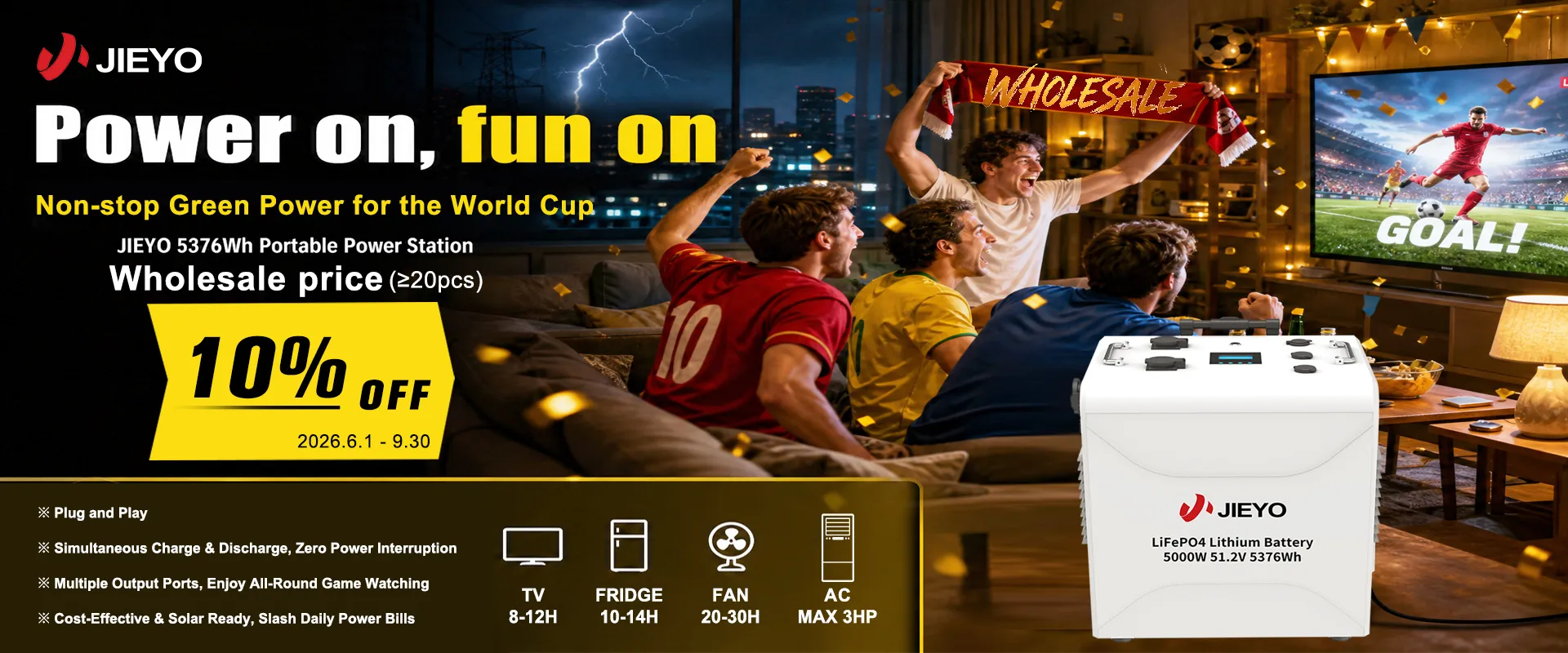 World Cup 51.2V 5000w 5376wh Portable Power Station – 10% OFF